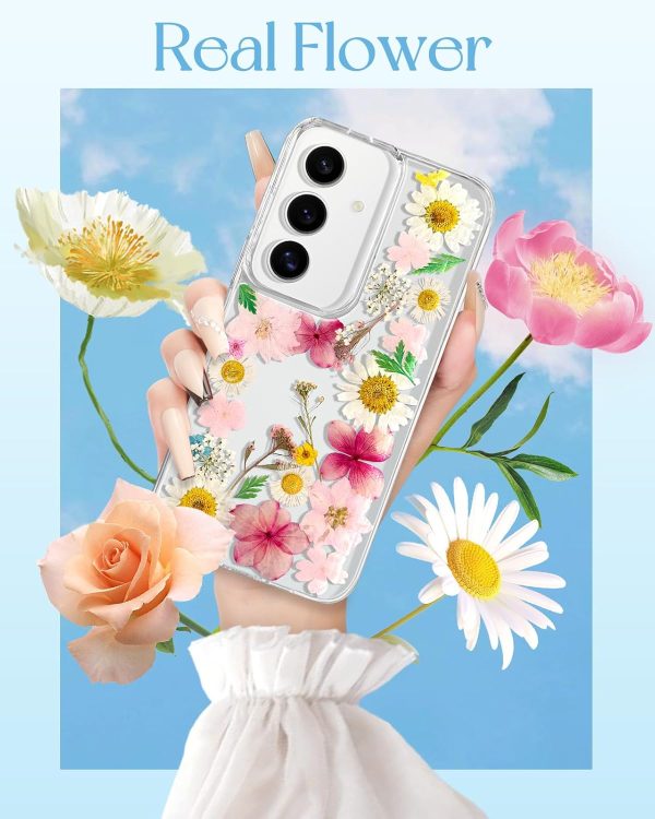 Loheckle for Samsung Galaxy S24 Ultra Case for Women - Girls Cute Glitter Dried Flower Floral Girly Aesthetic Kawaii Sparkle Sparkly Bling Unique Design Handmade Phone Cover for S24Ultra, Purple - Image 29