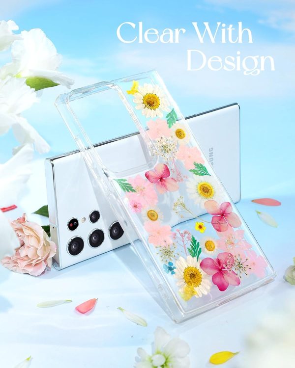 Loheckle for Samsung Galaxy S24 Ultra Case for Women - Girls Cute Glitter Dried Flower Floral Girly Aesthetic Kawaii Sparkle Sparkly Bling Unique Design Handmade Phone Cover for S24Ultra, Purple - Image 31