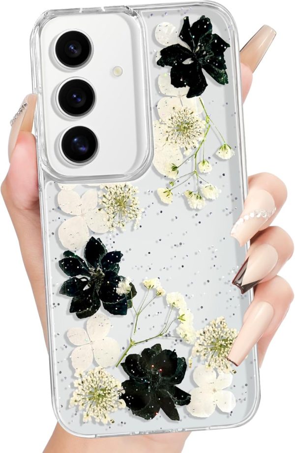 Loheckle for Samsung Galaxy S24 Ultra Case for Women - Girls Cute Glitter Dried Flower Floral Girly Aesthetic Kawaii Sparkle Sparkly Bling Unique Design Handmade Phone Cover for S24Ultra, Purple - Image 33