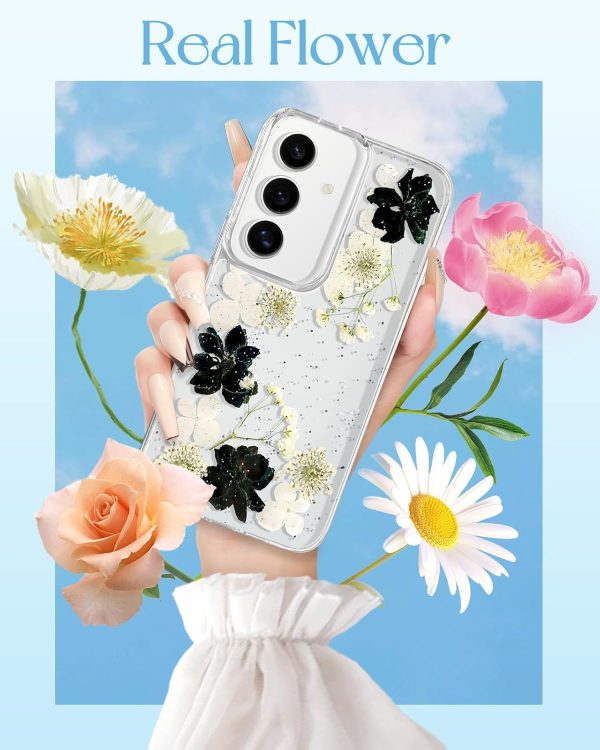 Loheckle for Samsung Galaxy S24 Ultra Case for Women - Girls Cute Glitter Dried Flower Floral Girly Aesthetic Kawaii Sparkle Sparkly Bling Unique Design Handmade Phone Cover for S24Ultra, Purple - Image 34