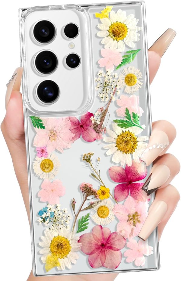 Loheckle for Samsung Galaxy S24 Ultra Case for Women - Girls Cute Glitter Dried Flower Floral Girly Aesthetic Kawaii Sparkle Sparkly Bling Unique Design Handmade Phone Cover for S24Ultra, Purple - Image 38