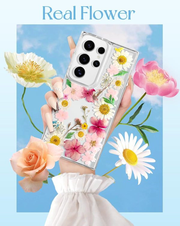 Loheckle for Samsung Galaxy S24 Ultra Case for Women - Girls Cute Glitter Dried Flower Floral Girly Aesthetic Kawaii Sparkle Sparkly Bling Unique Design Handmade Phone Cover for S24Ultra, Purple - Image 40