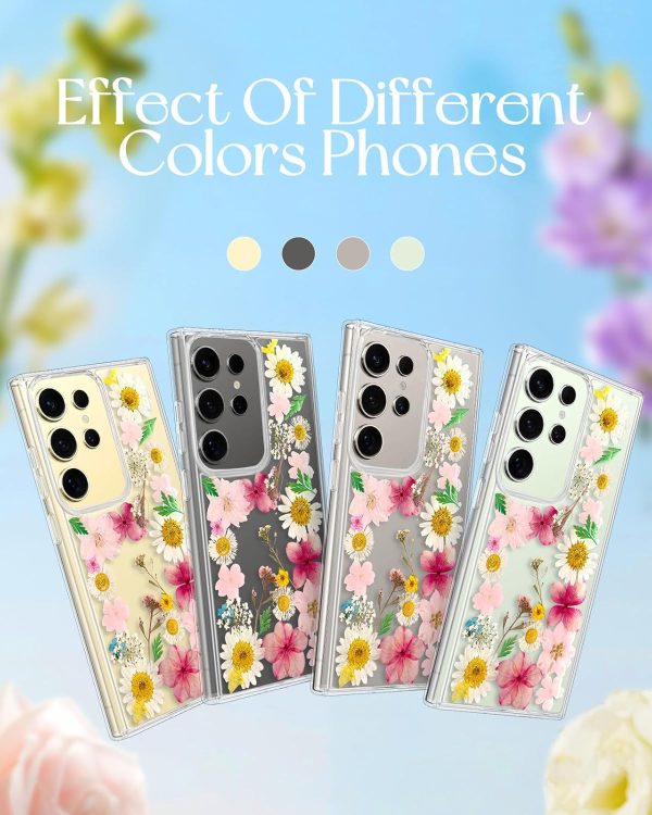 Loheckle for Samsung Galaxy S24 Ultra Case for Women - Girls Cute Glitter Dried Flower Floral Girly Aesthetic Kawaii Sparkle Sparkly Bling Unique Design Handmade Phone Cover for S24Ultra, Purple - Image 41