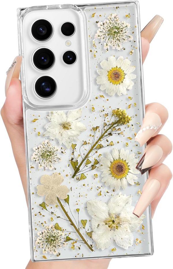 Loheckle for Samsung Galaxy S24 Ultra Case for Women - Girls Cute Glitter Dried Flower Floral Girly Aesthetic Kawaii Sparkle Sparkly Bling Unique Design Handmade Phone Cover for S24Ultra, Purple - Image 43