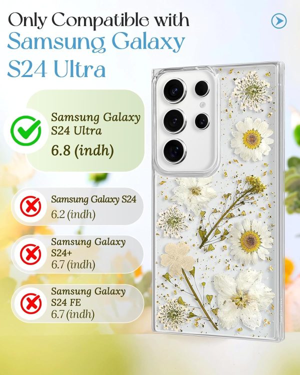 Loheckle for Samsung Galaxy S24 Ultra Case for Women - Girls Cute Glitter Dried Flower Floral Girly Aesthetic Kawaii Sparkle Sparkly Bling Unique Design Handmade Phone Cover for S24Ultra, Purple - Image 44