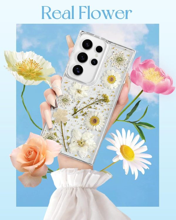 Loheckle for Samsung Galaxy S24 Ultra Case for Women - Girls Cute Glitter Dried Flower Floral Girly Aesthetic Kawaii Sparkle Sparkly Bling Unique Design Handmade Phone Cover for S24Ultra, Purple - Image 45