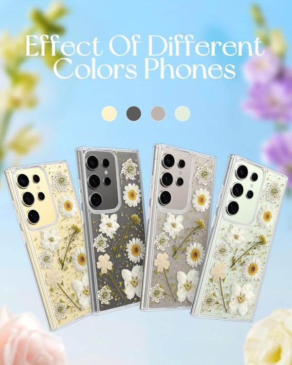 Loheckle for Samsung Galaxy S24 Ultra Case for Women - Girls Cute Glitter Dried Flower Floral Girly Aesthetic Kawaii Sparkle Sparkly Bling Unique Design Handmade Phone Cover for S24Ultra, Purple - Image 46