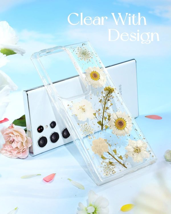 Loheckle for Samsung Galaxy S24 Ultra Case for Women - Girls Cute Glitter Dried Flower Floral Girly Aesthetic Kawaii Sparkle Sparkly Bling Unique Design Handmade Phone Cover for S24Ultra, Purple - Image 47
