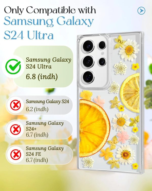 Loheckle for Samsung Galaxy S24 Ultra Case for Women - Girls Cute Glitter Dried Flower Floral Girly Aesthetic Kawaii Sparkle Sparkly Bling Unique Design Handmade Phone Cover for S24Ultra, Purple - Image 64