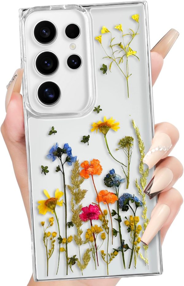 Loheckle for Samsung Galaxy S24 Ultra Case for Women - Girls Cute Glitter Dried Flower Floral Girly Aesthetic Kawaii Sparkle Sparkly Bling Unique Design Handmade Phone Cover for S24Ultra, Purple - Image 68
