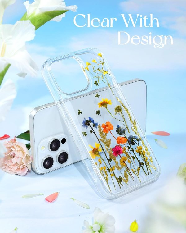 Loheckle for iPhone 16 Pro Max Case for Women - Girls Cute Glitter Dried Flower Floral Girly Aesthetic Kawaii Sparkle Sparkly Bling Unique Handmade Phone Cover for Apple 16 Promax 6.9", Simple - Image 5