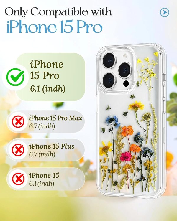 Loheckle for iPhone 16 Pro Max Case for Women - Girls Cute Glitter Dried Flower Floral Girly Aesthetic Kawaii Sparkle Sparkly Bling Unique Handmade Phone Cover for Apple 16 Promax 6.9", Simple - Image 7