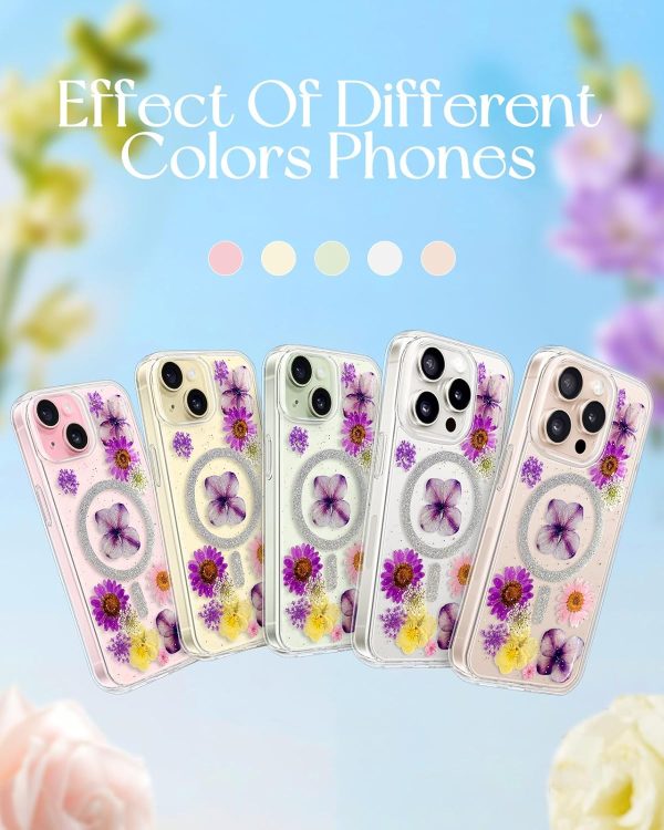 Loheckle for iPhone 16 Pro Max Case for Women - Girls Cute Glitter Dried Flower Floral Girly Aesthetic Kawaii Sparkle Sparkly Bling Unique Handmade Phone Cover for Apple 16 Promax 6.9", Simple - Image 12