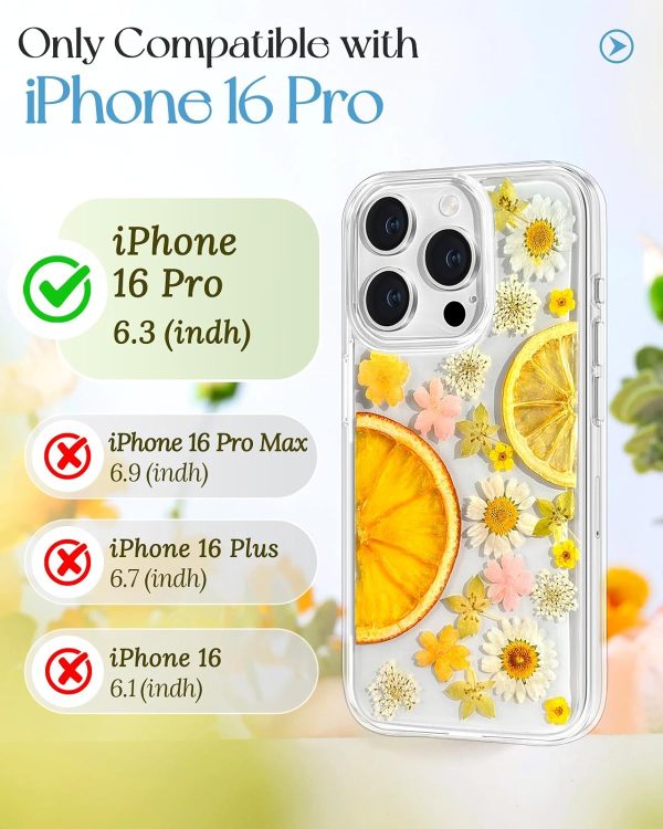 Loheckle for iPhone 16 Pro Max Case for Women - Girls Cute Glitter Dried Flower Floral Girly Aesthetic Kawaii Sparkle Sparkly Bling Unique Handmade Phone Cover for Apple 16 Promax 6.9", Simple - Image 15