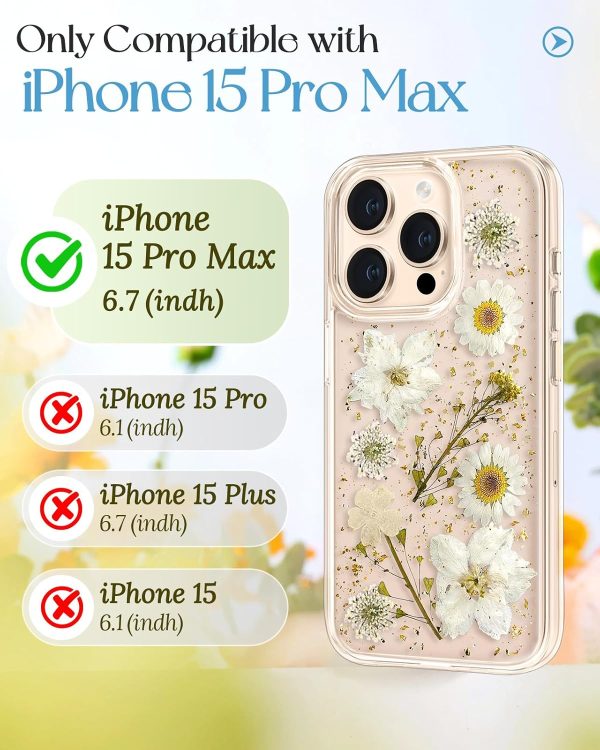 Loheckle for iPhone 16 Pro Max Case for Women - Girls Cute Glitter Dried Flower Floral Girly Aesthetic Kawaii Sparkle Sparkly Bling Unique Handmade Phone Cover for Apple 16 Promax 6.9", Simple - Image 27