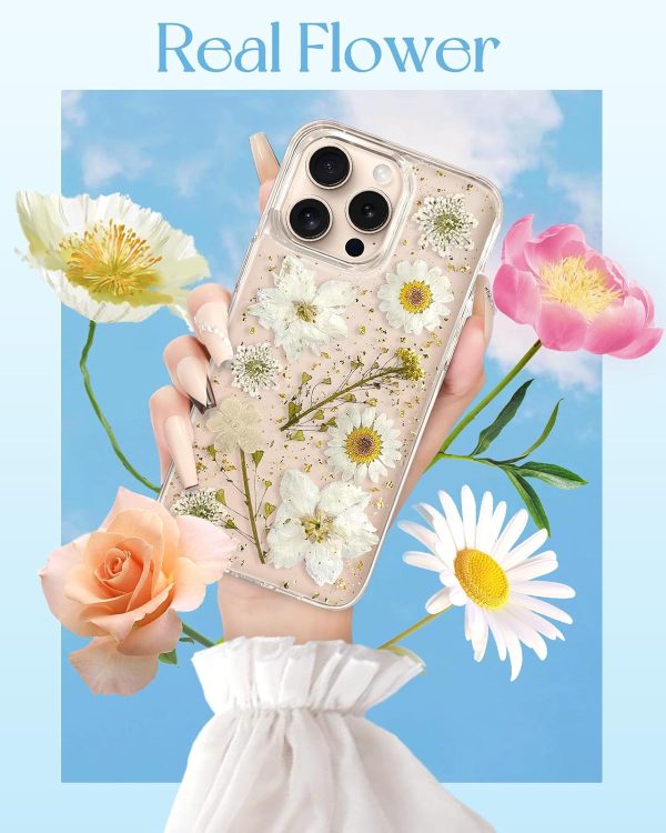 Loheckle for iPhone 16 Pro Max Case for Women - Girls Cute Glitter Dried Flower Floral Girly Aesthetic Kawaii Sparkle Sparkly Bling Unique Handmade Phone Cover for Apple 16 Promax 6.9", Simple - Image 28