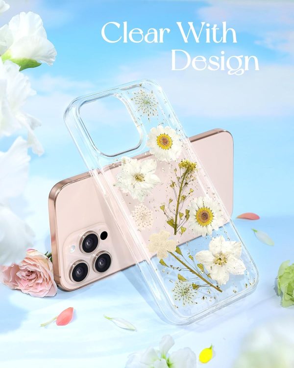 Loheckle for iPhone 16 Pro Max Case for Women - Girls Cute Glitter Dried Flower Floral Girly Aesthetic Kawaii Sparkle Sparkly Bling Unique Handmade Phone Cover for Apple 16 Promax 6.9", Simple - Image 30