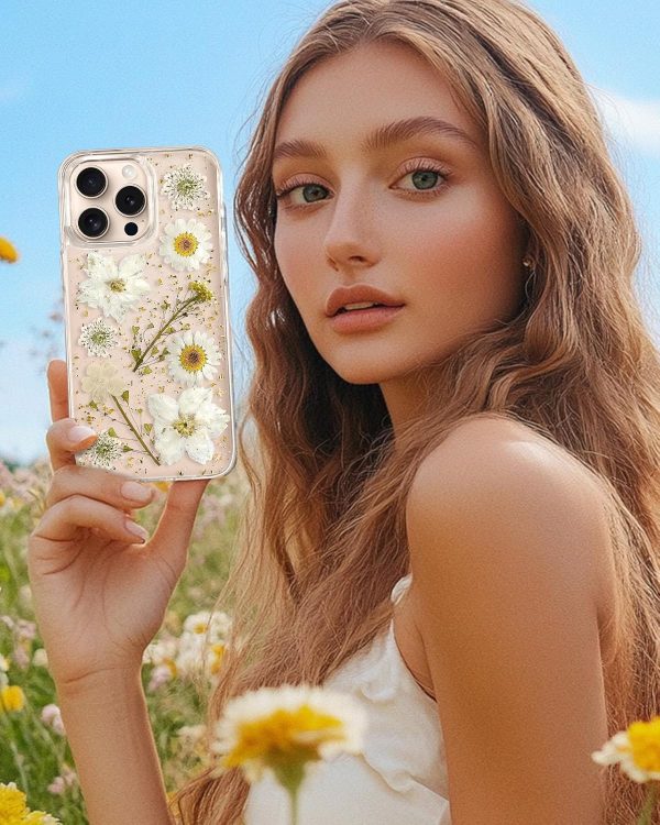 Loheckle for iPhone 16 Pro Max Case for Women - Girls Cute Glitter Dried Flower Floral Girly Aesthetic Kawaii Sparkle Sparkly Bling Unique Handmade Phone Cover for Apple 16 Promax 6.9", Simple - Image 31