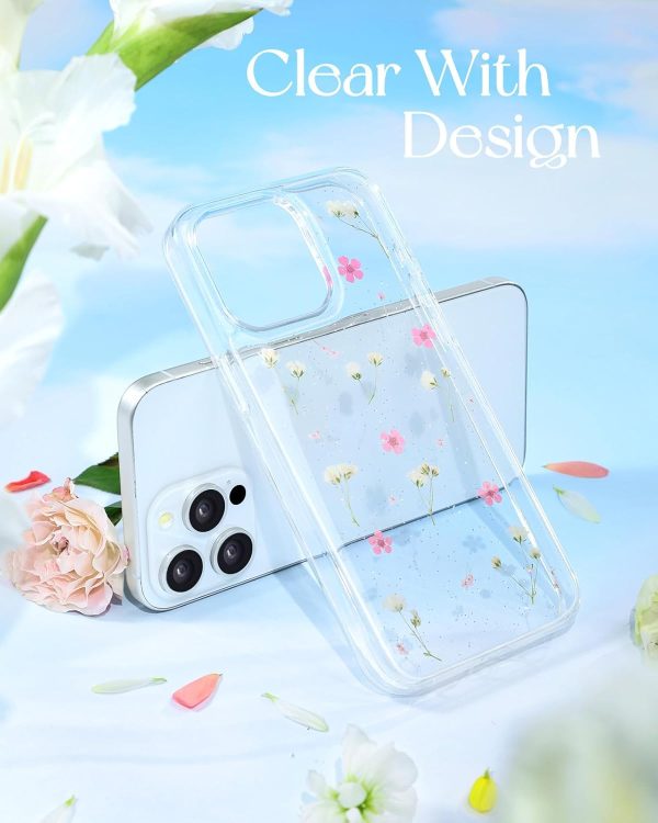 Loheckle for iPhone 16 Pro Max Case for Women - Girls Cute Glitter Dried Flower Floral Girly Aesthetic Kawaii Sparkle Sparkly Bling Unique Handmade Phone Cover for Apple 16 Promax 6.9", Simple - Image 36