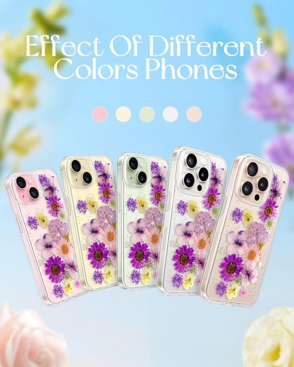 Loheckle for iPhone 16 Pro Max Case for Women - Girls Cute Glitter Dried Flower Floral Girly Aesthetic Kawaii Sparkle Sparkly Bling Unique Handmade Phone Cover for Apple 16 Promax 6.9", Simple - Image 41