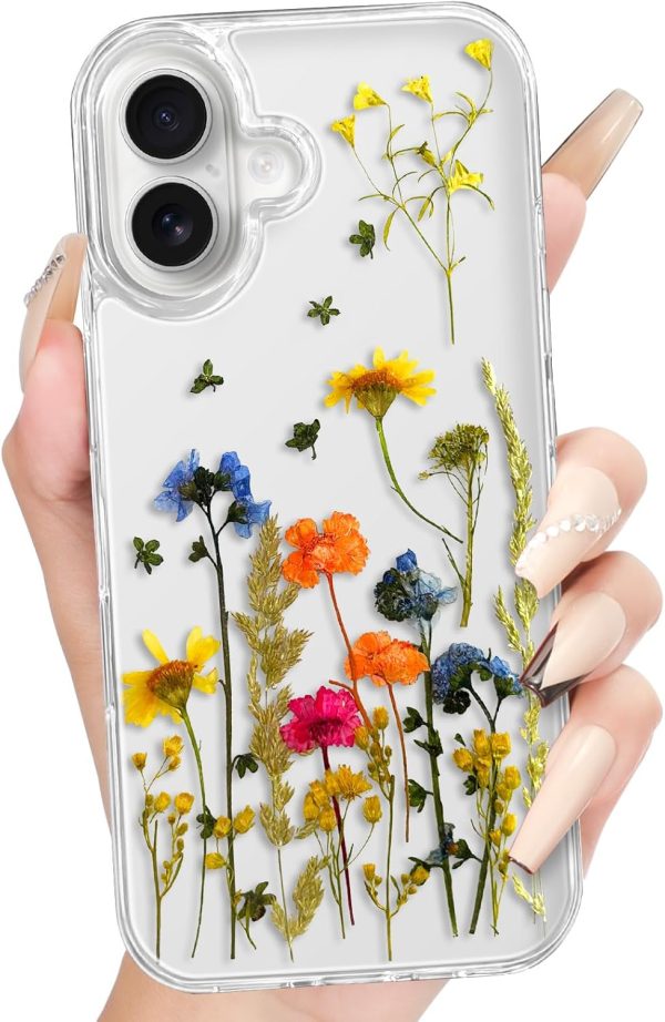 Loheckle for iPhone 16 Pro Max Case for Women - Girls Cute Glitter Dried Flower Floral Girly Aesthetic Kawaii Sparkle Sparkly Bling Unique Handmade Phone Cover for Apple 16 Promax 6.9", Simple - Image 44