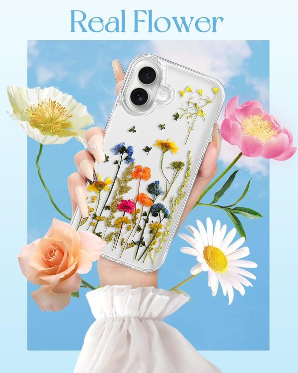 Loheckle for iPhone 16 Pro Max Case for Women - Girls Cute Glitter Dried Flower Floral Girly Aesthetic Kawaii Sparkle Sparkly Bling Unique Handmade Phone Cover for Apple 16 Promax 6.9", Simple - Image 46