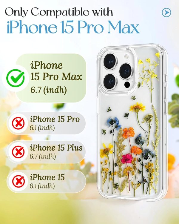 Loheckle for iPhone 16 Pro Max Case for Women - Girls Cute Glitter Dried Flower Floral Girly Aesthetic Kawaii Sparkle Sparkly Bling Unique Handmade Phone Cover for Apple 16 Promax 6.9", Simple - Image 49