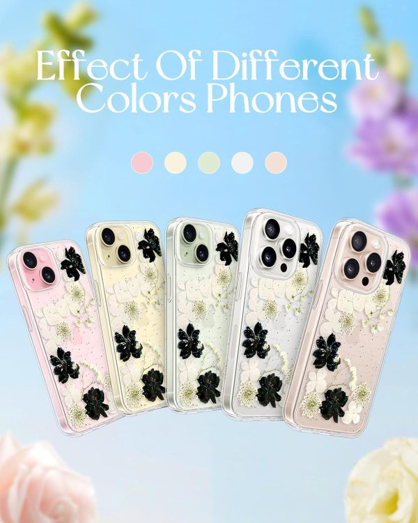 Loheckle for iPhone 16 Pro Max Case for Women - Girls Cute Glitter Dried Flower Floral Girly Aesthetic Kawaii Sparkle Sparkly Bling Unique Handmade Phone Cover for Apple 16 Promax 6.9", Simple - Image 53