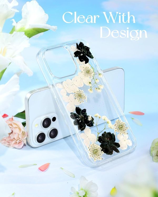 Loheckle for iPhone 16 Pro Max Case for Women - Girls Cute Glitter Dried Flower Floral Girly Aesthetic Kawaii Sparkle Sparkly Bling Unique Handmade Phone Cover for Apple 16 Promax 6.9", Simple - Image 54