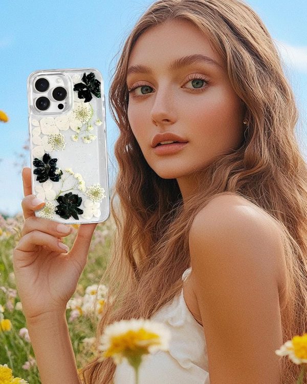 Loheckle for iPhone 16 Pro Max Case for Women - Girls Cute Glitter Dried Flower Floral Girly Aesthetic Kawaii Sparkle Sparkly Bling Unique Handmade Phone Cover for Apple 16 Promax 6.9", Simple - Image 55