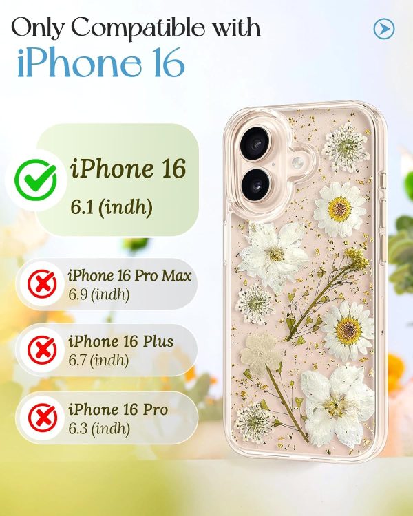 Loheckle for iPhone 16 Pro Max Case for Women - Girls Cute Glitter Dried Flower Floral Girly Aesthetic Kawaii Sparkle Sparkly Bling Unique Handmade Phone Cover for Apple 16 Promax 6.9", Simple - Image 57