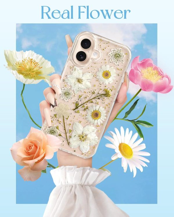 Loheckle for iPhone 16 Pro Max Case for Women - Girls Cute Glitter Dried Flower Floral Girly Aesthetic Kawaii Sparkle Sparkly Bling Unique Handmade Phone Cover for Apple 16 Promax 6.9", Simple - Image 58