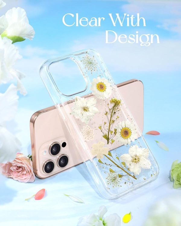 Loheckle for iPhone 16 Pro Max Case for Women - Girls Cute Glitter Dried Flower Floral Girly Aesthetic Kawaii Sparkle Sparkly Bling Unique Handmade Phone Cover for Apple 16 Promax 6.9", Simple - Image 60