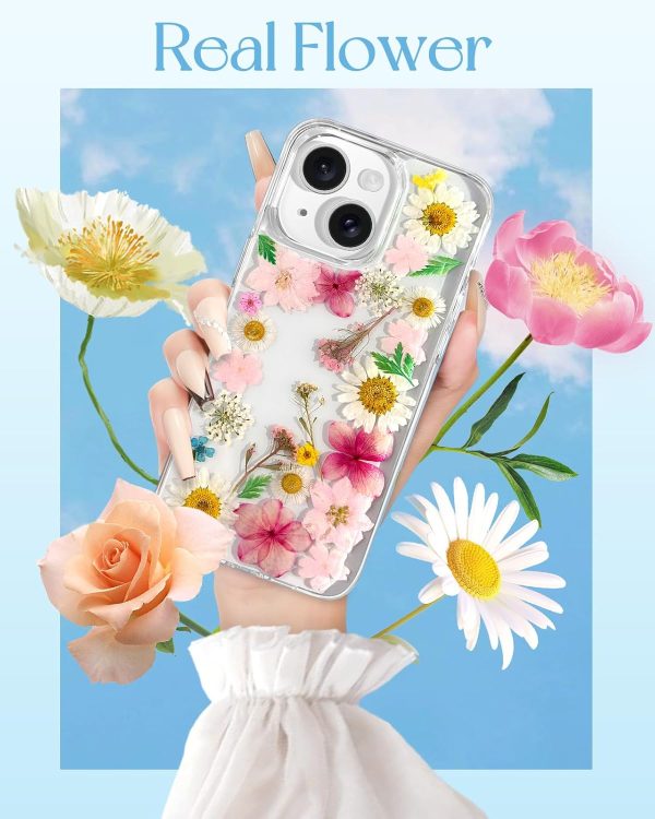 Loheckle for iPhone 16 Pro Max Case for Women - Girls Cute Glitter Dried Flower Floral Girly Aesthetic Kawaii Sparkle Sparkly Bling Unique Handmade Phone Cover for Apple 16 Promax 6.9", Simple - Image 65