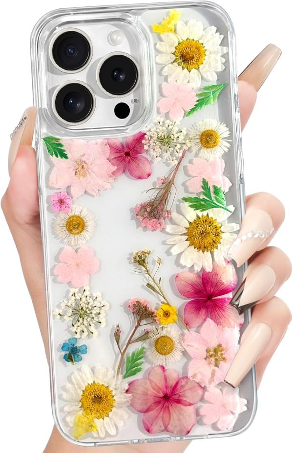 Loheckle for iPhone 16 Pro Max Case for Women - Girls Cute Glitter Dried Flower Floral Girly Aesthetic Kawaii Sparkle Sparkly Bling Unique Handmade Phone Cover for Apple 16 Promax 6.9", Simple - Image 69