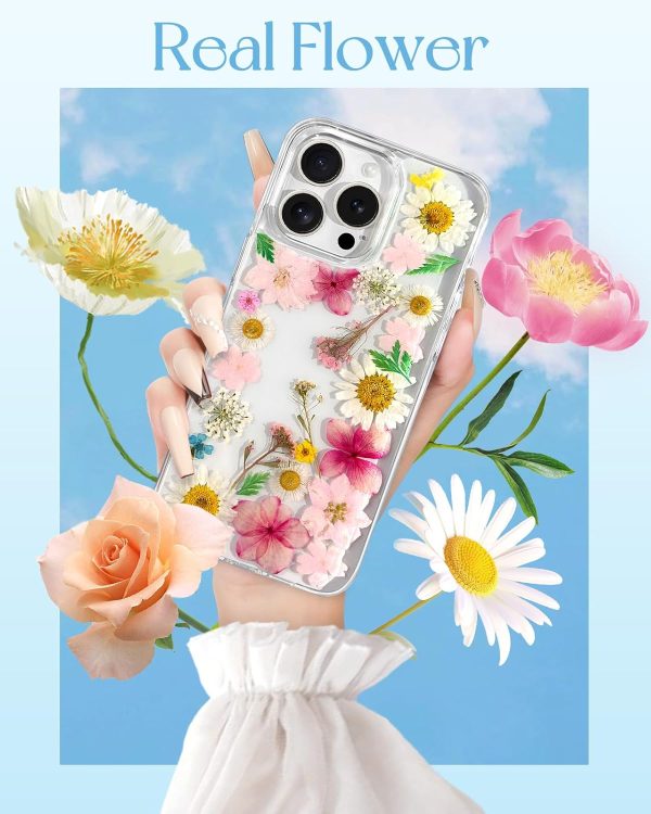 Loheckle for iPhone 16 Pro Max Case for Women - Girls Cute Glitter Dried Flower Floral Girly Aesthetic Kawaii Sparkle Sparkly Bling Unique Handmade Phone Cover for Apple 16 Promax 6.9", Simple - Image 71