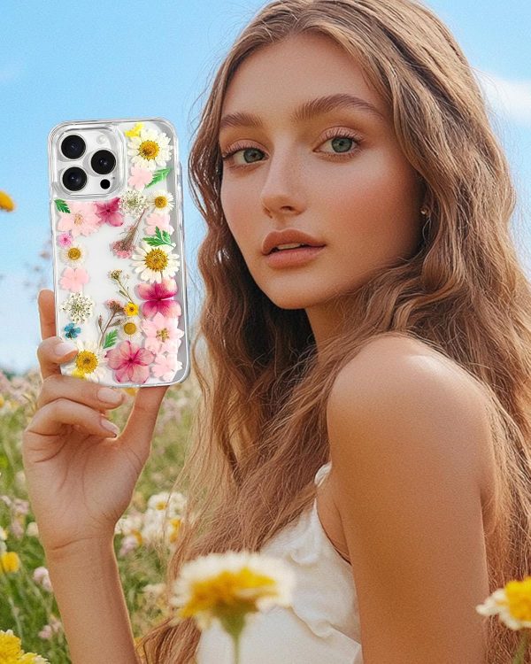 Loheckle for iPhone 16 Pro Max Case for Women - Girls Cute Glitter Dried Flower Floral Girly Aesthetic Kawaii Sparkle Sparkly Bling Unique Handmade Phone Cover for Apple 16 Promax 6.9", Simple - Image 73
