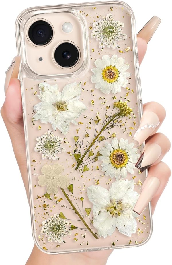 Loheckle for iPhone 16 Pro Max Case for Women - Girls Cute Glitter Dried Flower Floral Girly Aesthetic Kawaii Sparkle Sparkly Bling Unique Handmade Phone Cover for Apple 16 Promax 6.9", Simple - Image 74