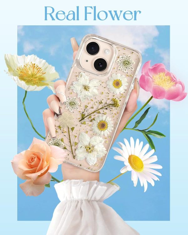 Loheckle for iPhone 16 Pro Max Case for Women - Girls Cute Glitter Dried Flower Floral Girly Aesthetic Kawaii Sparkle Sparkly Bling Unique Handmade Phone Cover for Apple 16 Promax 6.9", Simple - Image 76