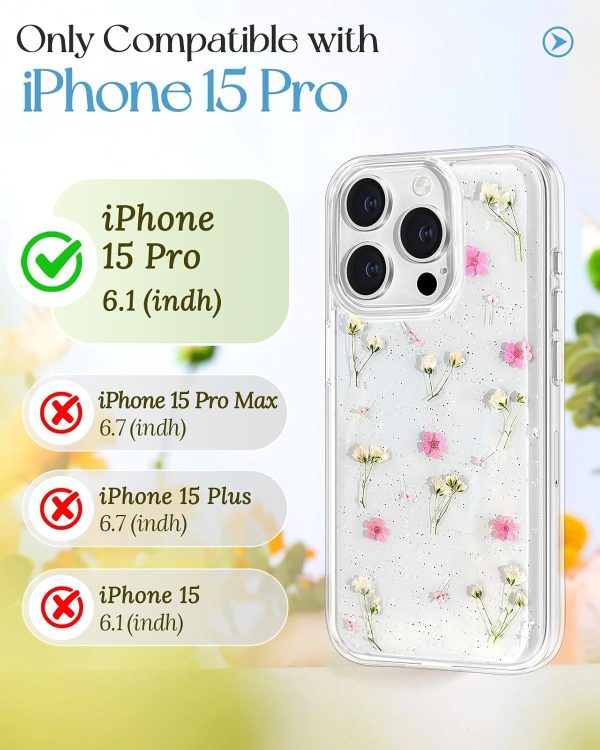 Loheckle for iPhone 16 Pro Max Case for Women - Girls Cute Glitter Dried Flower Floral Girly Aesthetic Kawaii Sparkle Sparkly Bling Unique Handmade Phone Cover for Apple 16 Promax 6.9", Simple - Image 80