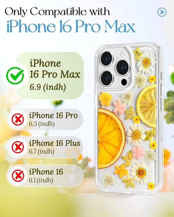 Loheckle for iPhone 16 Pro Max Case for Women - Girls Cute Glitter Dried Flower Floral Girly Aesthetic Kawaii Sparkle Sparkly Bling Unique Handmade Phone Cover for Apple 16 Promax 6.9", Simple - Image 81