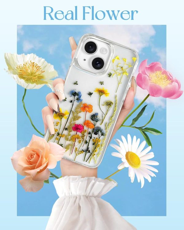 Loheckle for iPhone 16 Pro Max Case for Women - Girls Cute Glitter Dried Flower Floral Girly Aesthetic Kawaii Sparkle Sparkly Bling Unique Handmade Phone Cover for Apple 16 Promax 6.9", Simple - Image 84