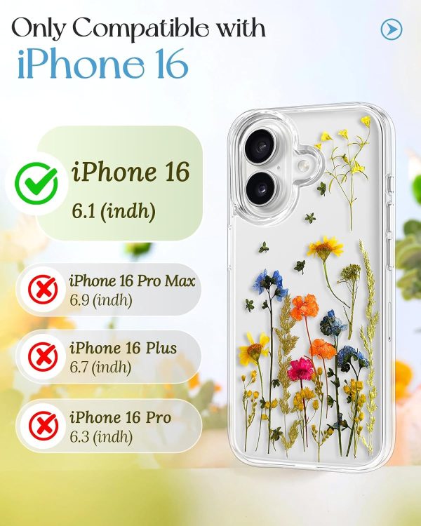 Loheckle for iPhone 16 Pro Max Case for Women - Girls Cute Glitter Dried Flower Floral Girly Aesthetic Kawaii Sparkle Sparkly Bling Unique Handmade Phone Cover for Apple 16 Promax 6.9", Simple - Image 87