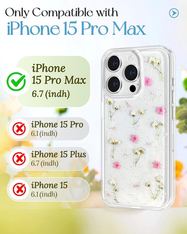 Loheckle for iPhone 16 Pro Max Case for Women - Girls Cute Glitter Dried Flower Floral Girly Aesthetic Kawaii Sparkle Sparkly Bling Unique Handmade Phone Cover for Apple 16 Promax 6.9", Simple - Image 89