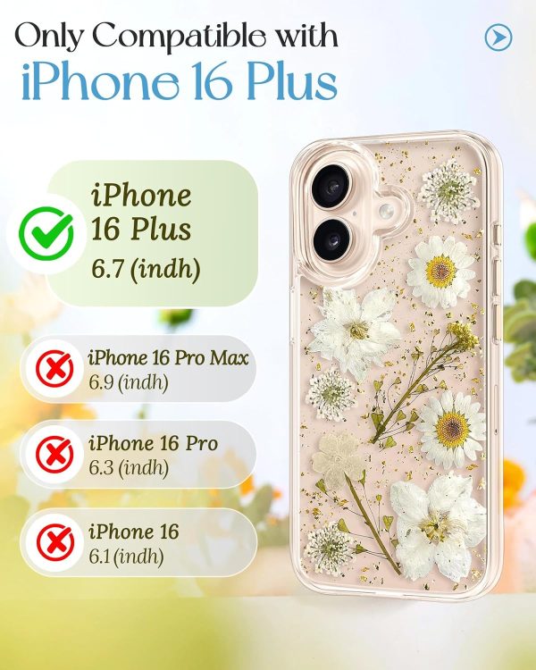 Loheckle for iPhone 16 Pro Max Case for Women - Girls Cute Glitter Dried Flower Floral Girly Aesthetic Kawaii Sparkle Sparkly Bling Unique Handmade Phone Cover for Apple 16 Promax 6.9", Simple - Image 91