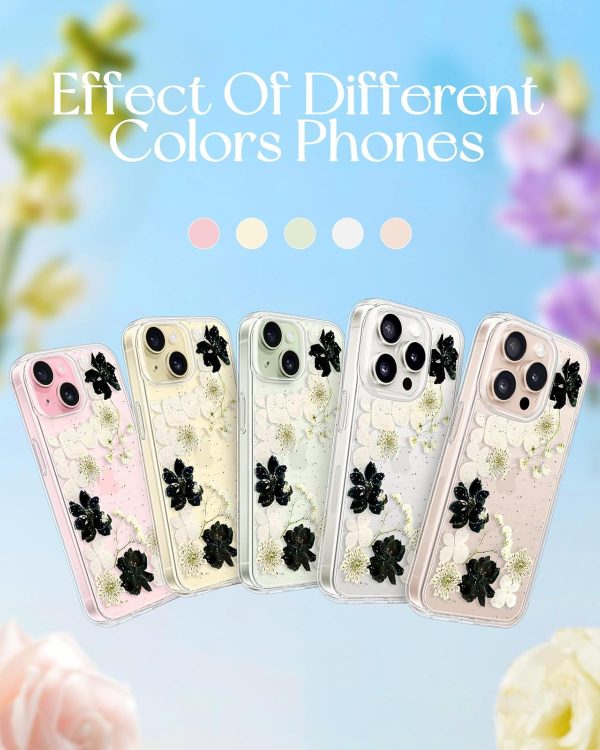 Loheckle for iPhone 16 Pro Max Case for Women - Girls Cute Glitter Dried Flower Floral Girly Aesthetic Kawaii Sparkle Sparkly Bling Unique Handmade Phone Cover for Apple 16 Promax 6.9", Simple - Image 95