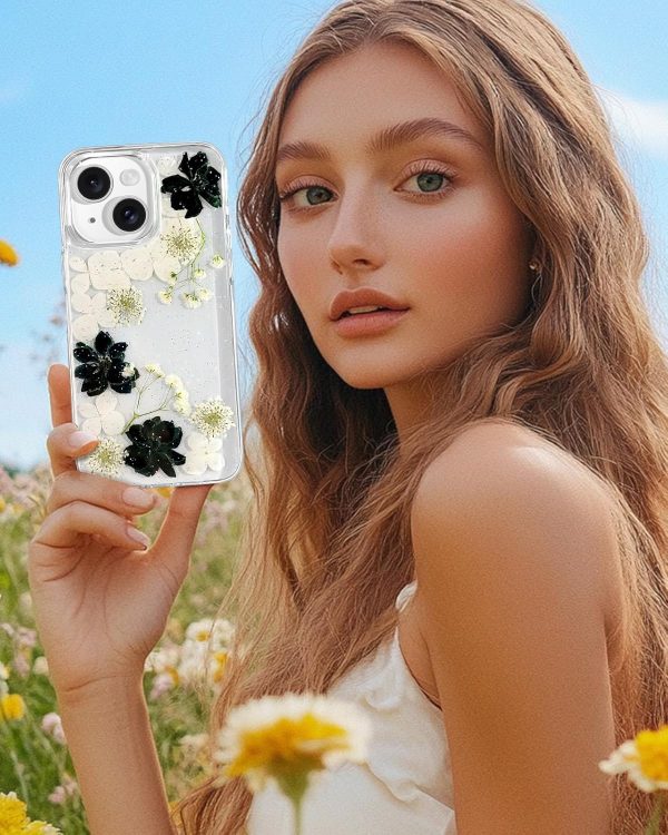 Loheckle for iPhone 16 Pro Max Case for Women - Girls Cute Glitter Dried Flower Floral Girly Aesthetic Kawaii Sparkle Sparkly Bling Unique Handmade Phone Cover for Apple 16 Promax 6.9", Simple - Image 96