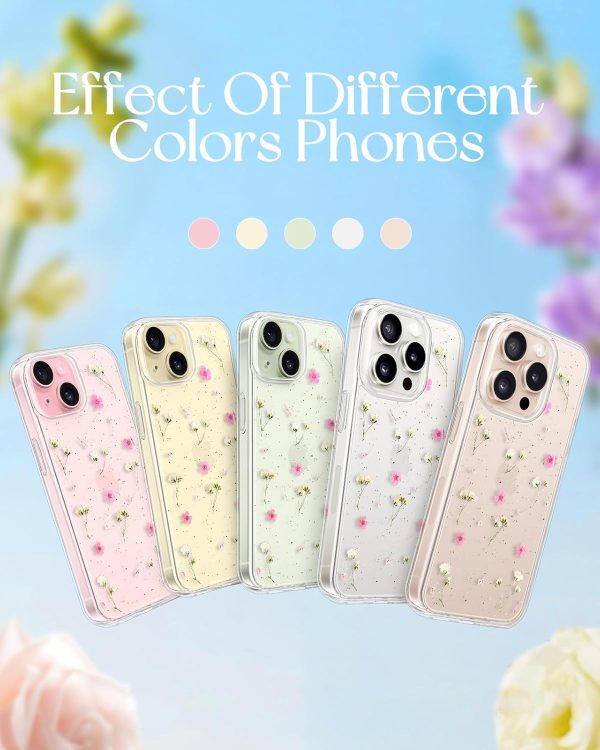 Loheckle for iPhone 16 Pro Max Case for Women - Girls Cute Glitter Dried Flower Floral Girly Aesthetic Kawaii Sparkle Sparkly Bling Unique Handmade Phone Cover for Apple 16 Promax 6.9", Simple - Image 100