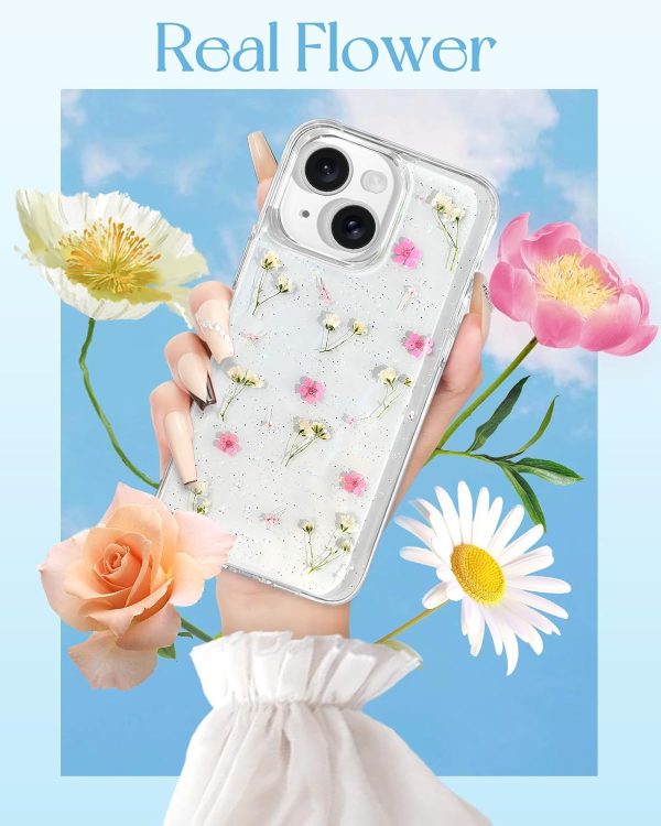 Loheckle for iPhone 16 Pro Max Case for Women - Girls Cute Glitter Dried Flower Floral Girly Aesthetic Kawaii Sparkle Sparkly Bling Unique Handmade Phone Cover for Apple 16 Promax 6.9", Simple - Image 104