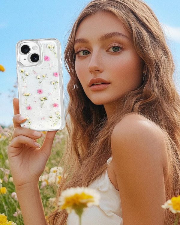 Loheckle for iPhone 16 Pro Max Case for Women - Girls Cute Glitter Dried Flower Floral Girly Aesthetic Kawaii Sparkle Sparkly Bling Unique Handmade Phone Cover for Apple 16 Promax 6.9", Simple - Image 106